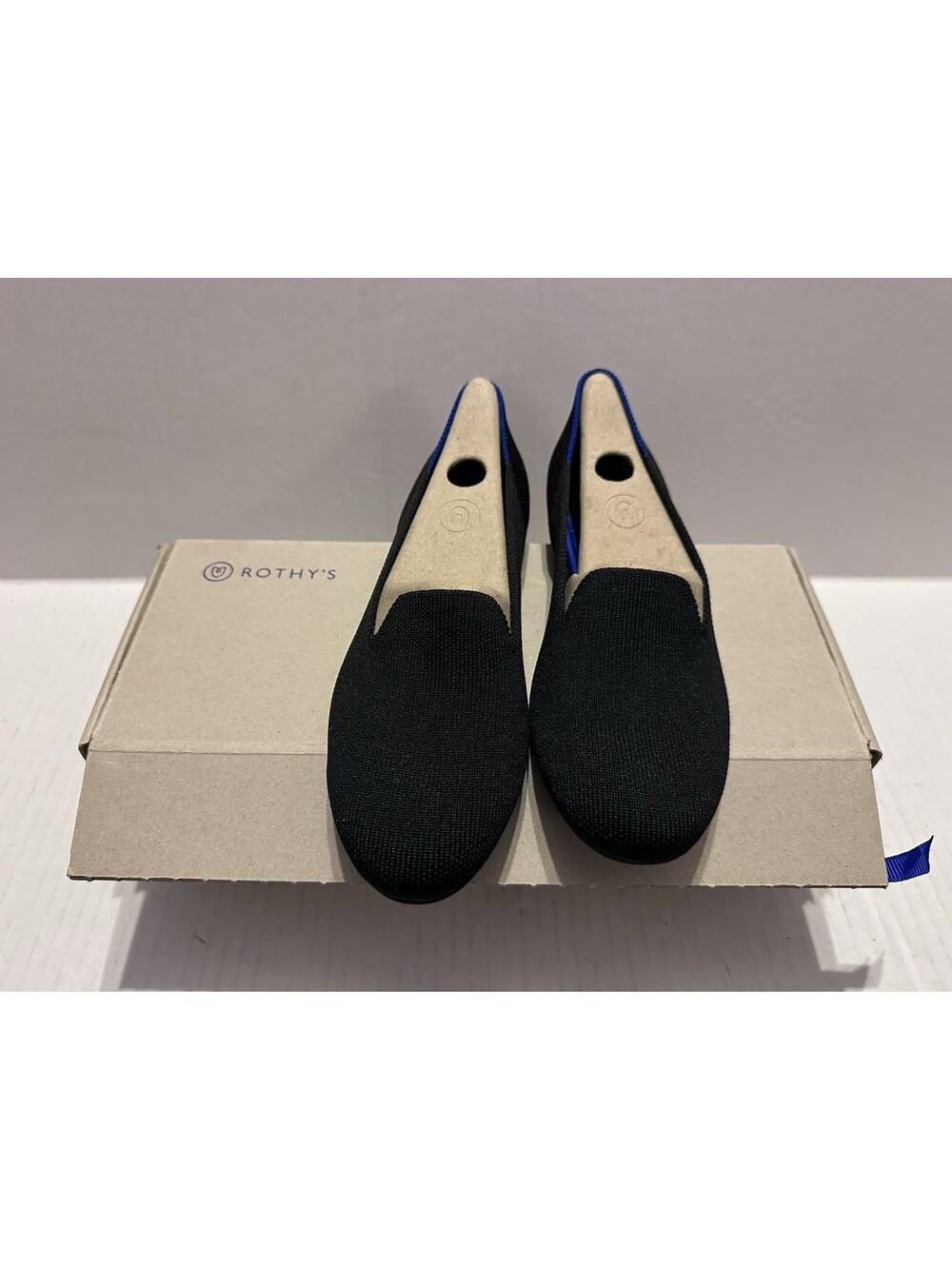 Rothys Loafer Black Knit Flats Size 5 New 003-109 Round Toe